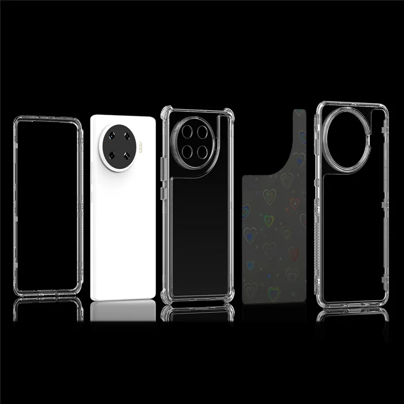 Étui pour TECNO Spark 20 Pro+ avec découpes précises, housse de téléphone en acrylique TPU transparente avec film imprimé au laser - Cœurs