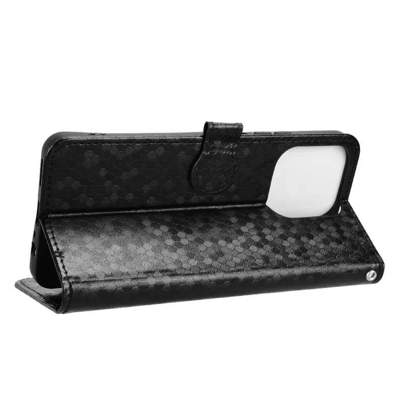 Funda tipo cartera para Realme Narzo 80 Lite 4G / C71 4G (India) / Note 70T 4G con patrón de puntos, cubierta de teléfono de cuero PU con correa de muñeca - Negro