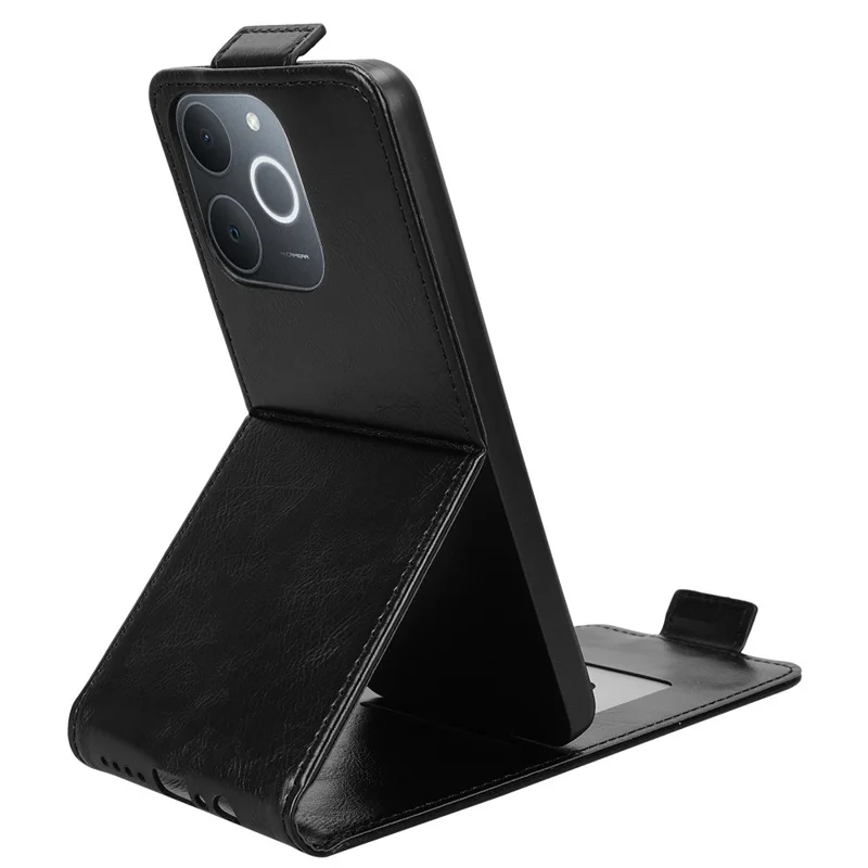 Чехол-подставка для Realme Narzo 80 Lite 4G / C71 4G (Индия) / Note 70T 4G с магнитной застежкой, вертикальной откидной крышкой из кожи и держателем для карт - Черный