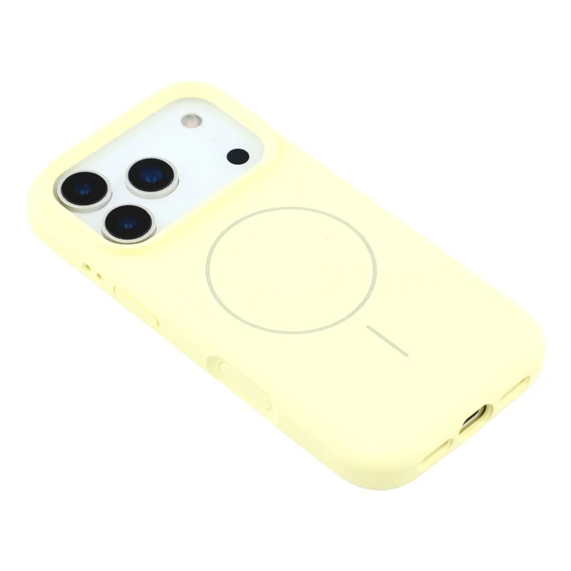 For iPhone Air Case Compatible with MagSafe Liquid Silicone + PC Phone Cover with Camera Touch Control Button - Light Yellow