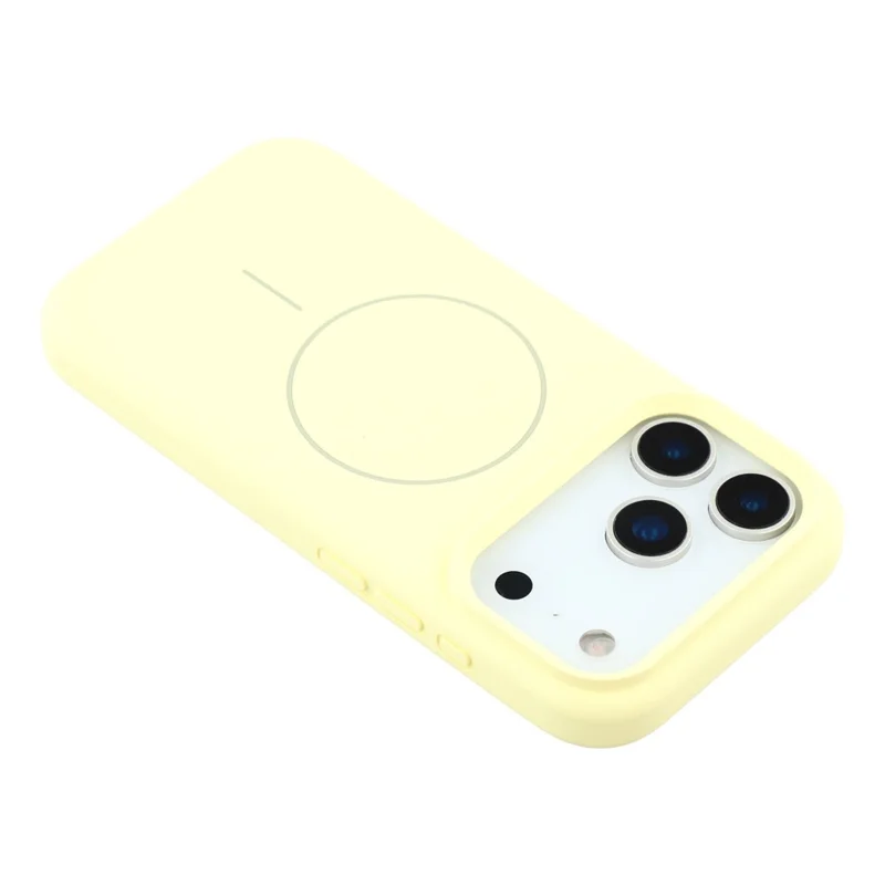 For iPhone Air Case Compatible with MagSafe Liquid Silicone + PC Phone Cover with Camera Touch Control Button - Light Yellow
