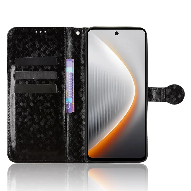 TECNO Pova 7 5G Geldbörse Hülle Punktmuster Prägung PU Leder Handyhülle mit Handgelenkband - Schwarz