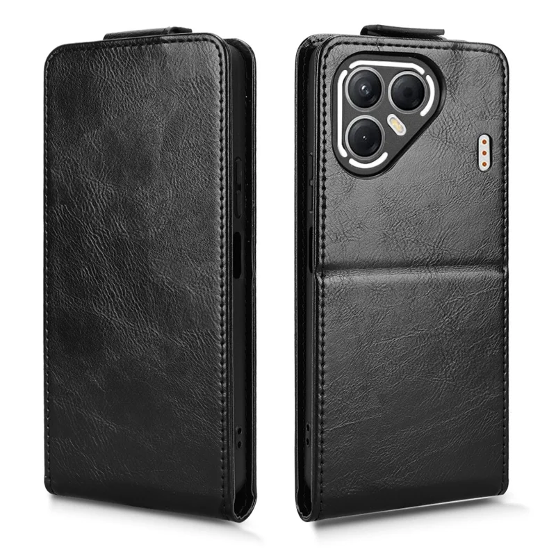 TECNO Pova 7 5G Standhalterung Magnetverschluss Vertikale Klapphülle Leder Handyhülle mit Kartenfach - Schwarz