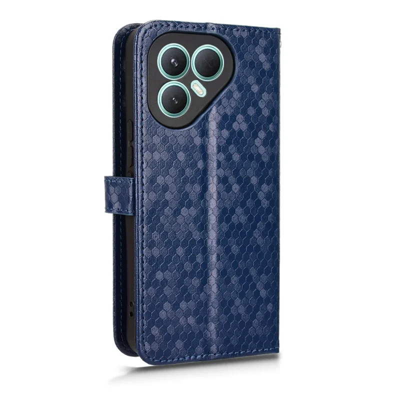 For TECNO Pova 7 Pro 5G Wallet Case Dot Pattern Imprint PU Leather Phone Cover with Wrist Strap - Dark Blue