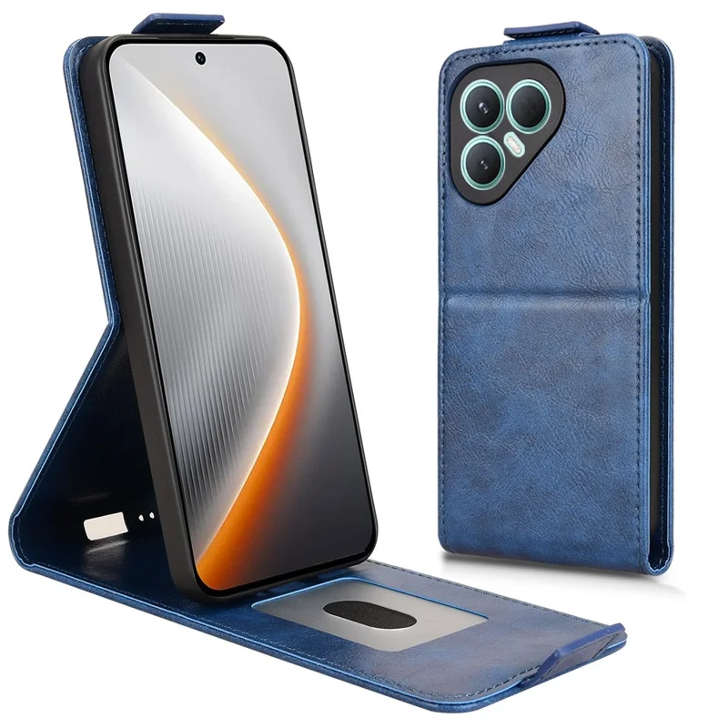 For TECNO Pova 7 Pro 5G Stand Case Magnetisk Knap Vertikal Flip Læder Telefonbeskyttelse med Kortholder - Mørkeblå