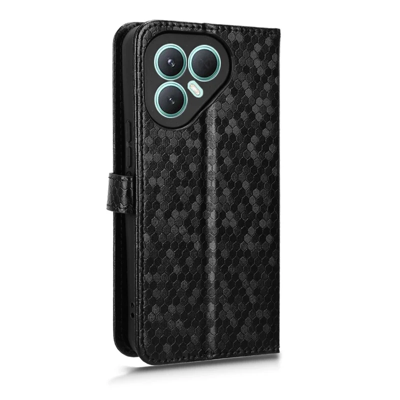 TECNO Pova 7 Ultra 5G Кожаный чехол-кошелек с точечным узором и ремешком на запястье - черный