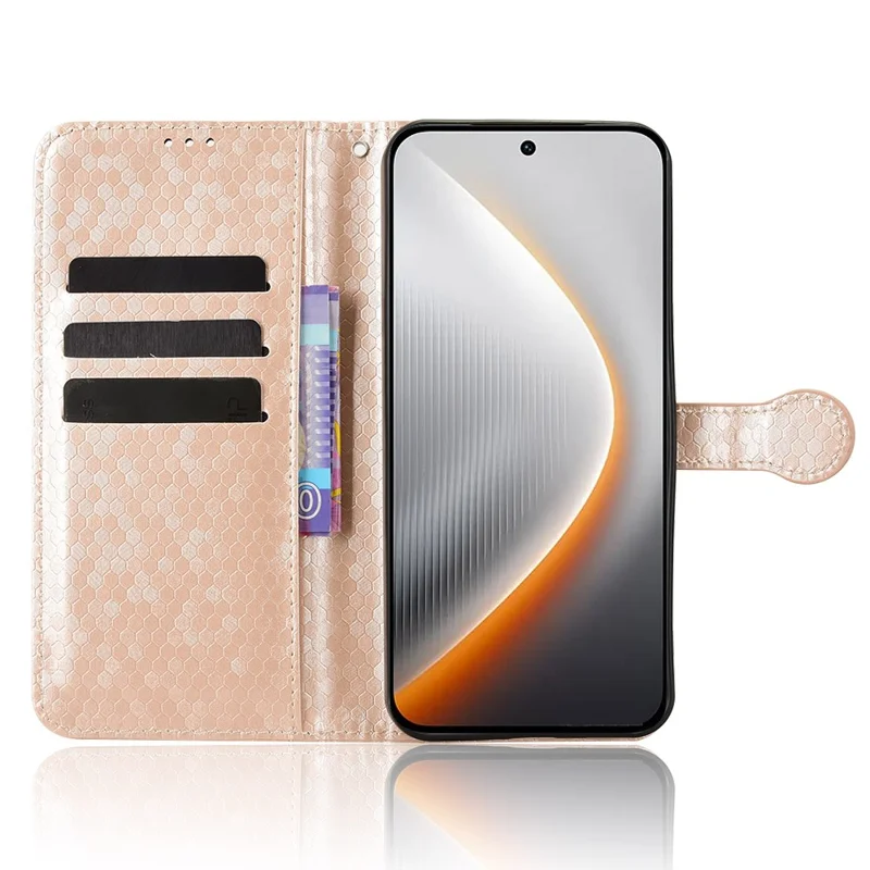For TECNO Pova 7 Ultra 5G Wallet Case Dot Pattern Imprint PU Leather Phone Cover with Wrist Strap - Rose Gold