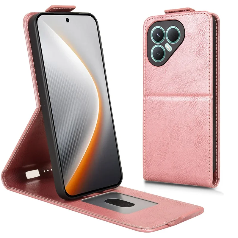 For TECNO Pova 7 Ultra 5G Stand Case Magnetic Clasp Vertical Flip Leather Phone Cover with Card Holder - Rose Gold