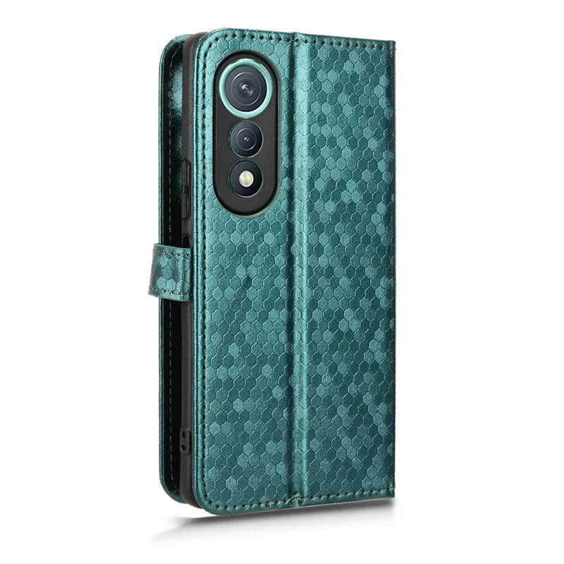 For TECNO Pova Curve 5G LJ8k Wallet Case Dot Pattern Imprint PU Leather Phone Cover with Wrist Strap - Green