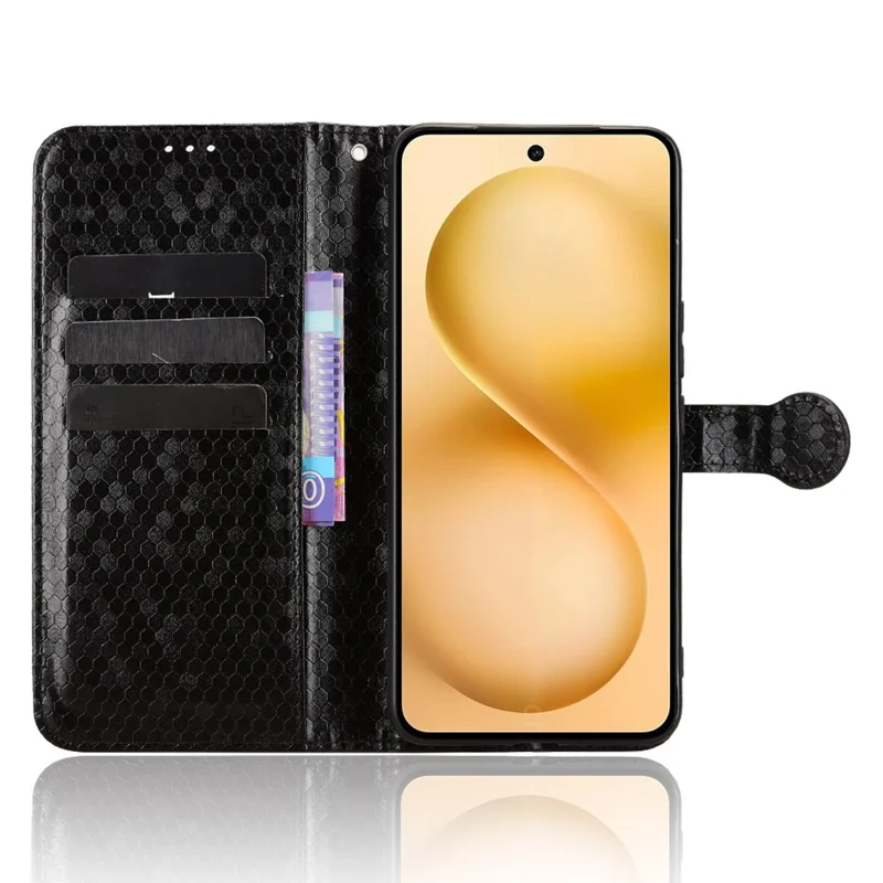 Für vivo V60 5G Geldbörse Hülle Punktmuster Prägung PU Leder Handyhülle mit Handschlaufe - Schwarz