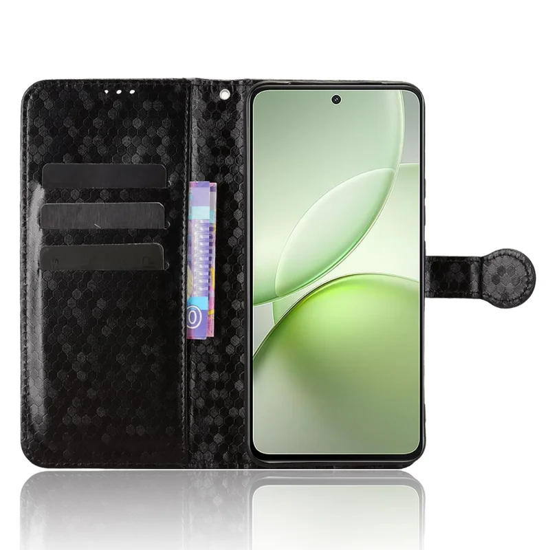 Für vivo Y400 5G Geldbörsen-Hülle mit Punktmuster-Prägung, PU-Leder-Handyhülle mit Handschlaufe - Schwarz