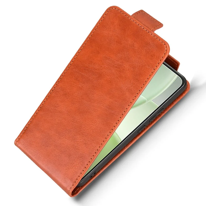 For vivo Y400 5G Stand Case Magnetic Clasp Vertical Flip Leather Phone Cover with Card Holder - Orange