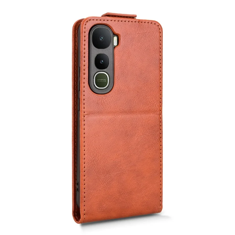 For vivo Y400 5G Stand Case Magnetic Clasp Vertical Flip Leather Phone Cover with Card Holder - Orange