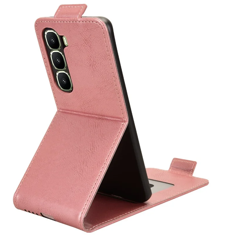 For Infinix Hot 60 Pro+ 4G Stand Case Magnetic Clasp Vertical Flip Leather Phone Cover with Card Holder - Rose Gold