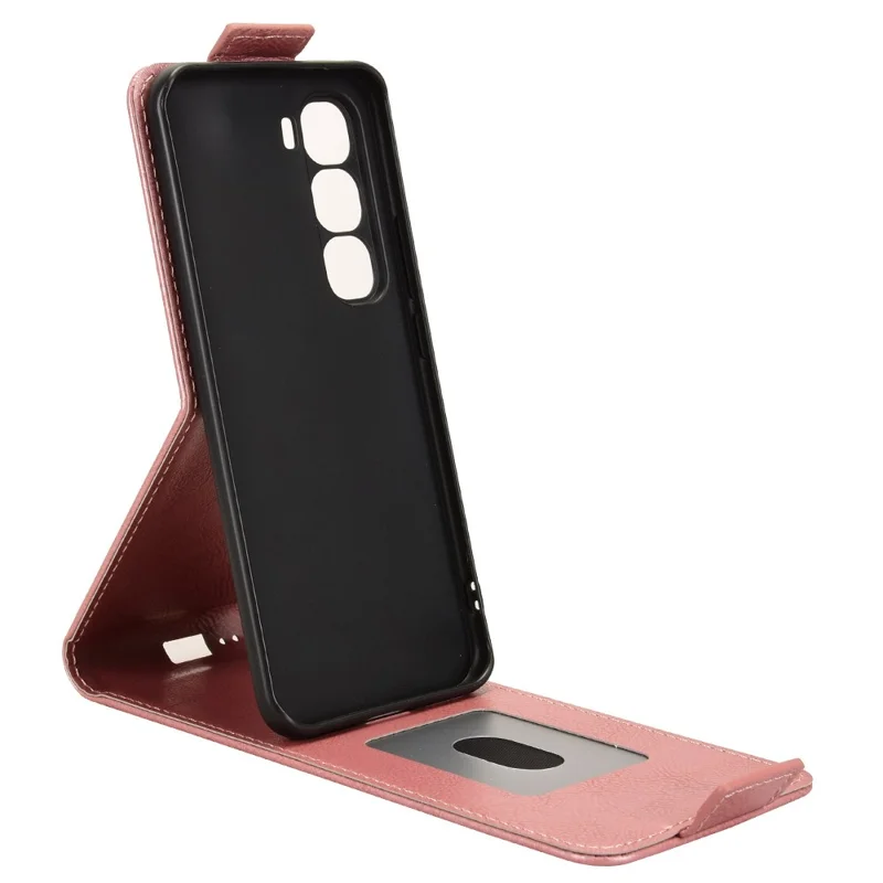 For Infinix Hot 60 Pro+ 4G Stand Case Magnetic Clasp Vertical Flip Leather Phone Cover with Card Holder - Rose Gold