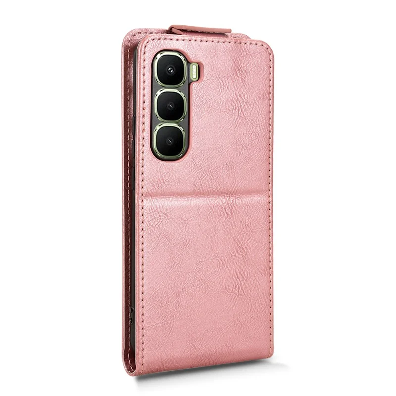 For Infinix Hot 60 Pro+ 4G Stand Case Magnetic Clasp Vertical Flip Leather Phone Cover with Card Holder - Rose Gold