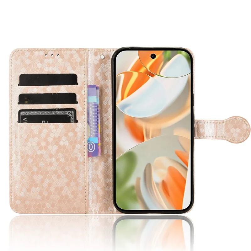 For Google Pixel 10 Pro XL Wallet Case Dot Pattern Imprint PU Leather Phone Cover with Wrist Strap - Rose Gold