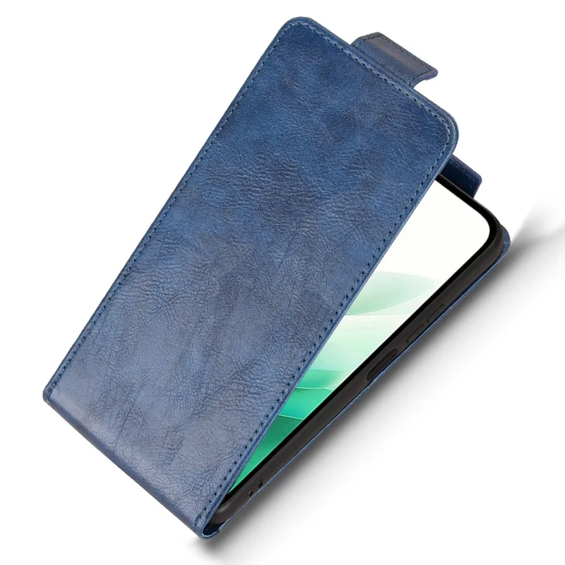 For Xiaomi Redmi 15 4G (EU) (171mm) Stand Case Magnetic Clasp Vertical Flip Leather Phone Cover with Card Holder - Dark Blue