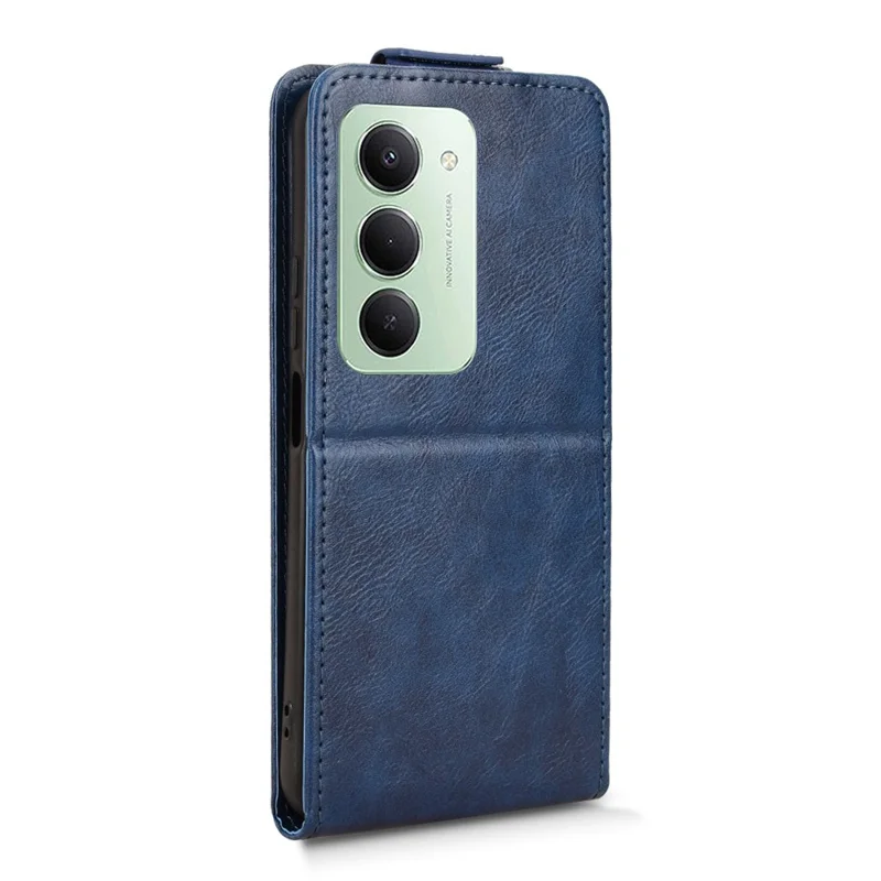 For Xiaomi Redmi 15 4G (EU) (171mm) Stand Case Magnetic Clasp Vertical Flip Leather Phone Cover with Card Holder - Dark Blue