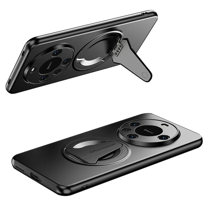 Für Huawei Mate 60 Pro / Mate 60 Pro+ Hülle kompatibel mit MagSafe Versteckter Ständer Hautgefühl Matt PC TPU Handy Rückseite Abdeckung - Schwarz