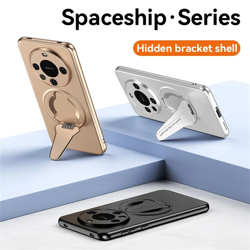 Für Huawei Mate 60 Pro / Mate 60 Pro+ Hülle kompatibel mit MagSafe Versteckter Ständer Hautgefühl Matt PC TPU Handy Rückseite Abdeckung - Schwarz