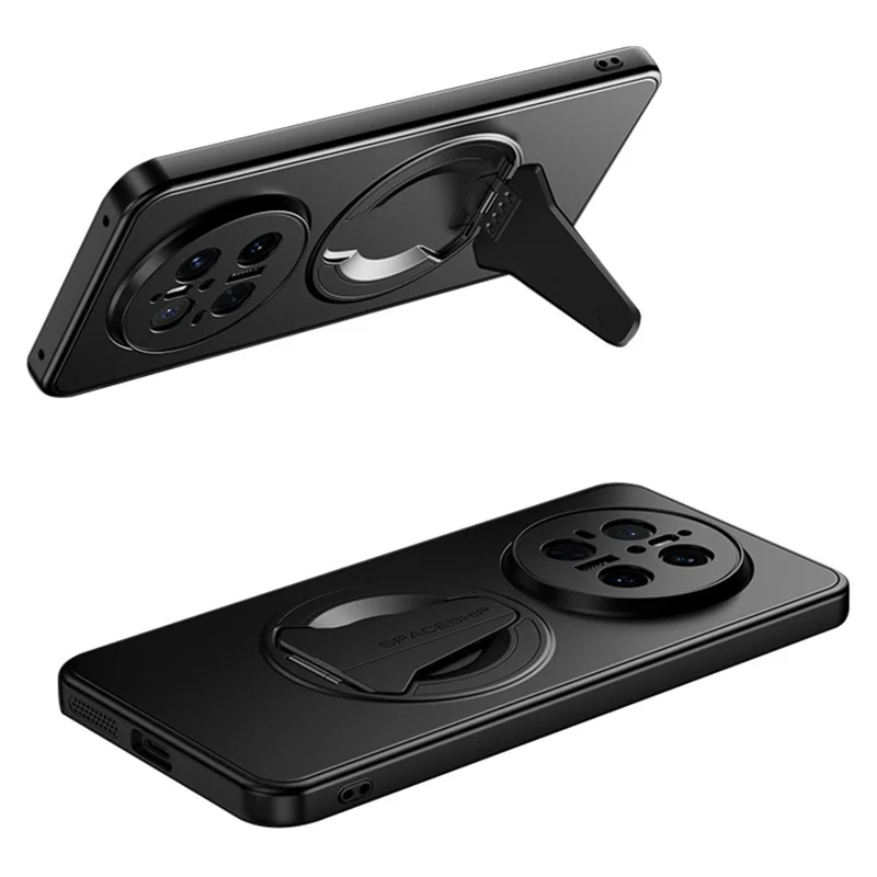 For Huawei Mate 70 Magnetic Case Hidden Kickstand Skin-Feel Matte PC TPU Phone Back Cover - Black