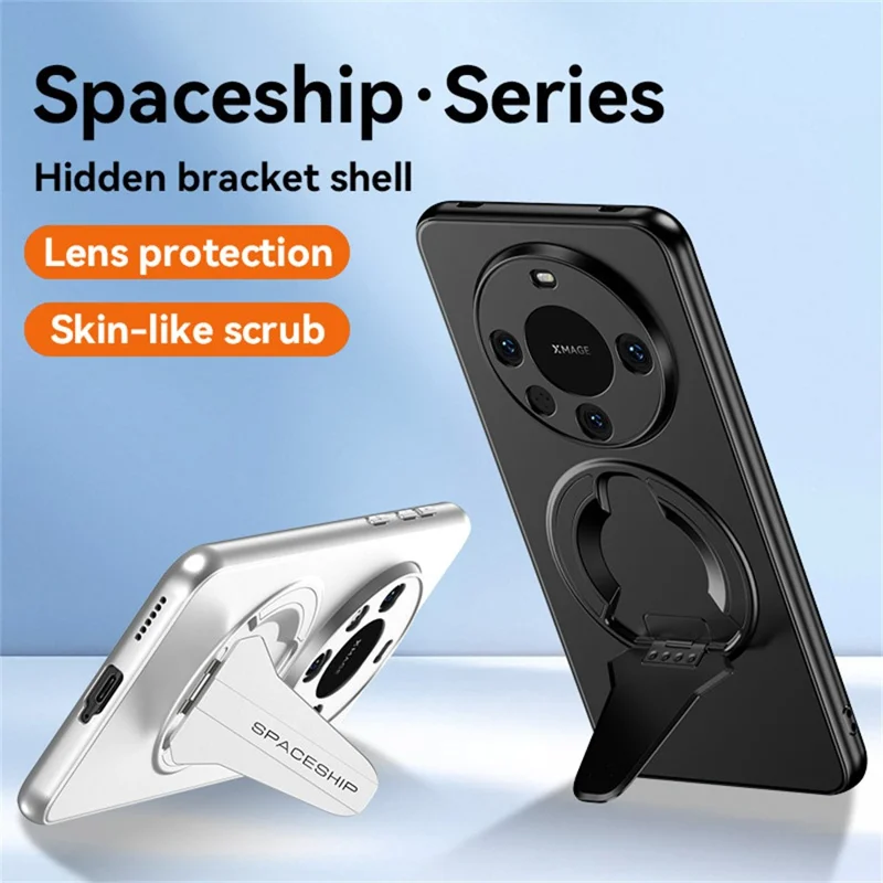 For Huawei Mate 70 Magnetic Case Hidden Kickstand Skin-Feel Matte PC TPU Phone Back Cover - Black