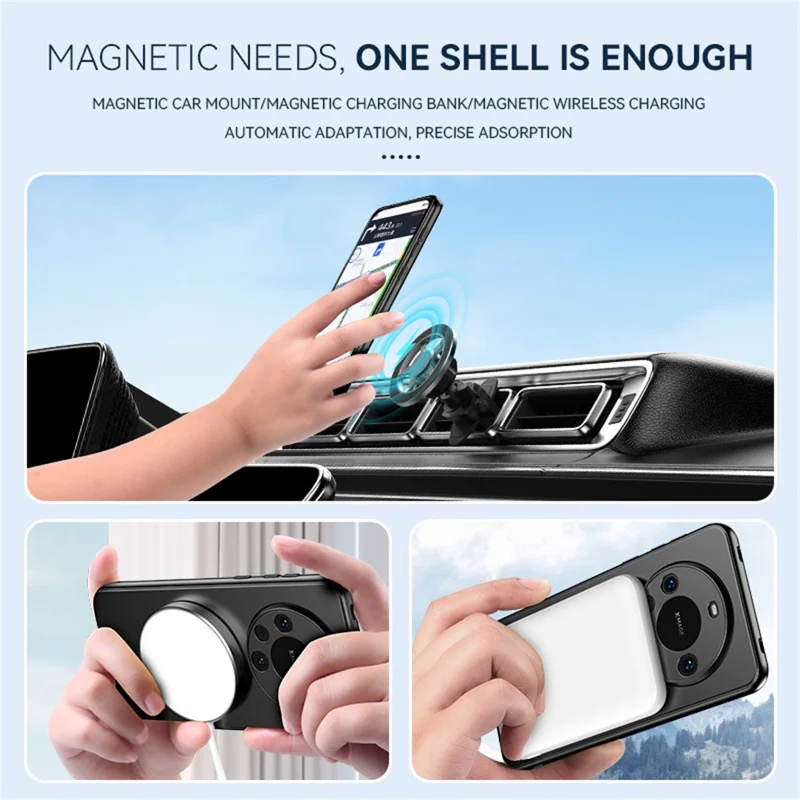 For Huawei Mate 70 Magnetic Case Hidden Kickstand Skin-Feel Matte PC TPU Phone Back Cover - Black