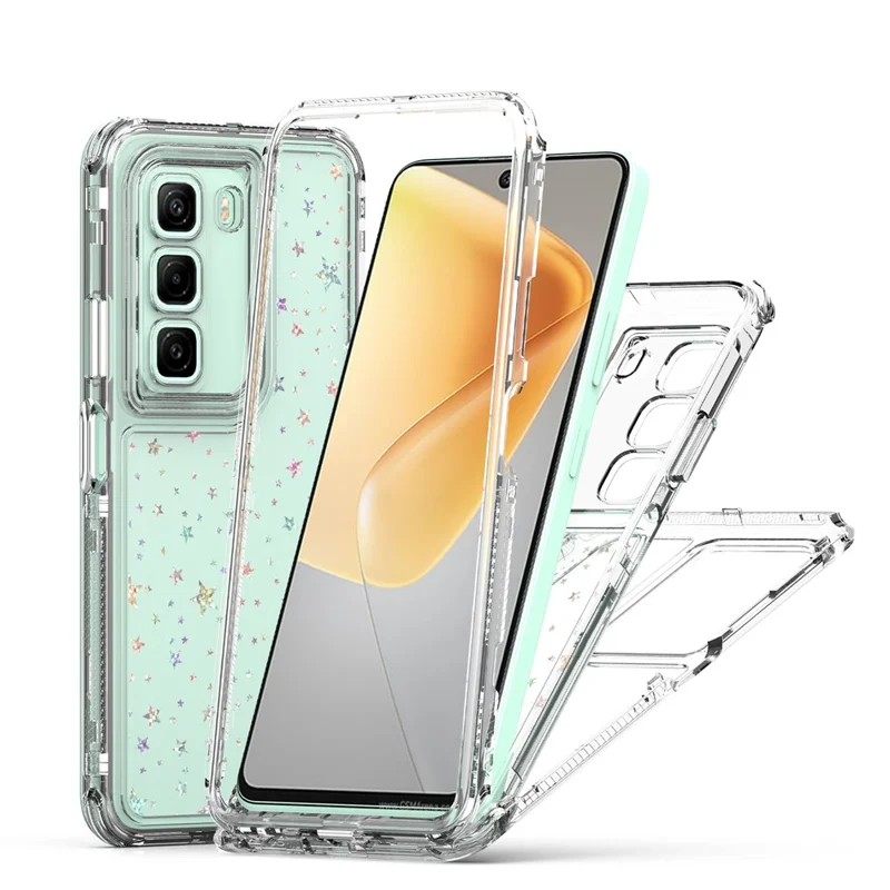 Étui Infinix Hot 50 4G Découpes précises Acrylic TPU Housse de téléphone transparente avec film imprimé au laser - Étoiles