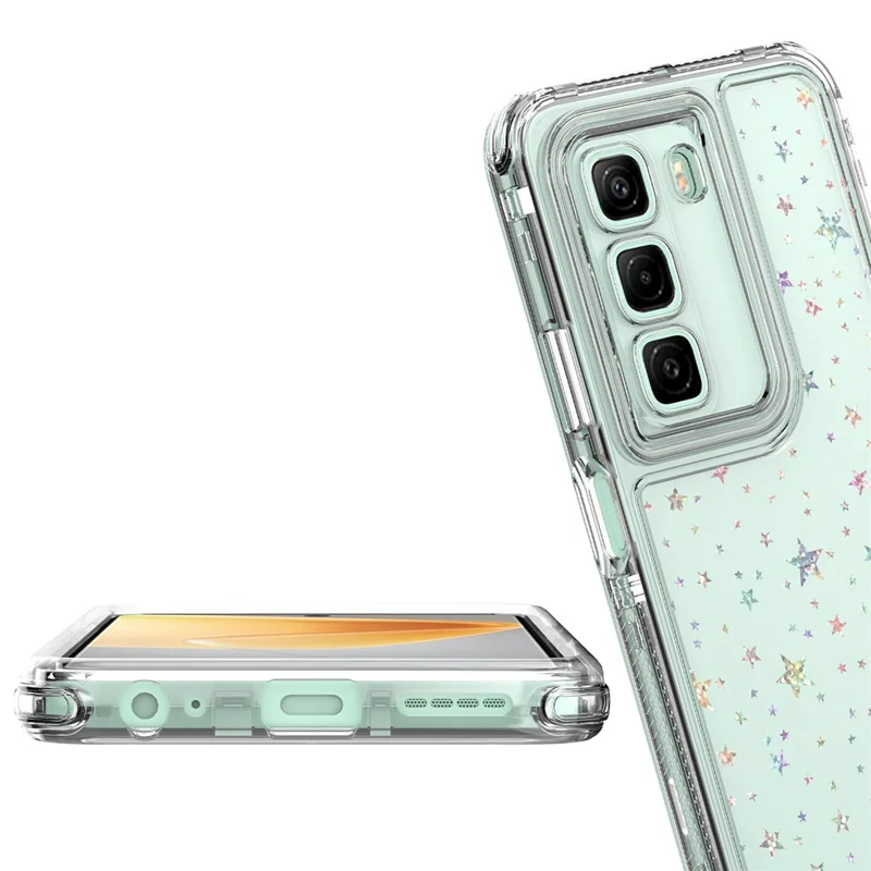 Étui Infinix Hot 50 4G Découpes précises Acrylic TPU Housse de téléphone transparente avec film imprimé au laser - Étoiles