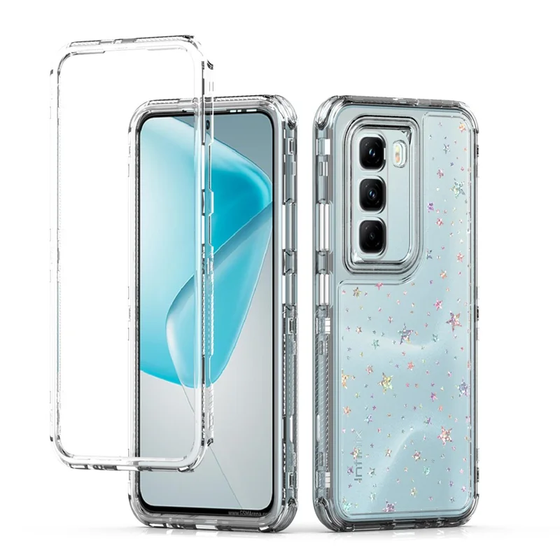 Coque Infinix Hot 50 Pro+ 4G Découpes précises Acrylic TPU Couverture de téléphone transparente avec film imprimé au laser - Étoiles