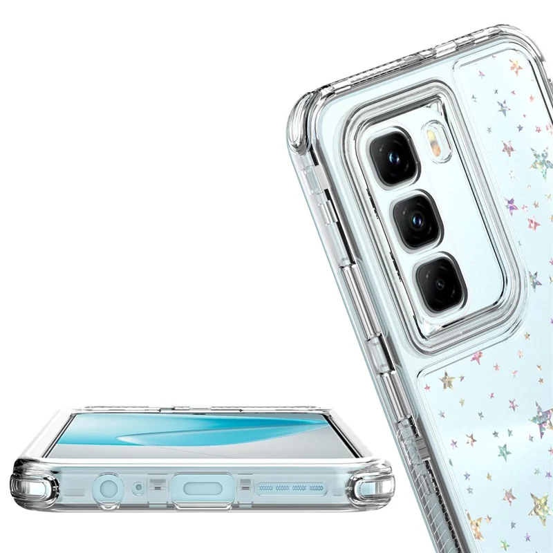 Coque Infinix Hot 50 Pro+ 4G Découpes précises Acrylic TPU Couverture de téléphone transparente avec film imprimé au laser - Étoiles