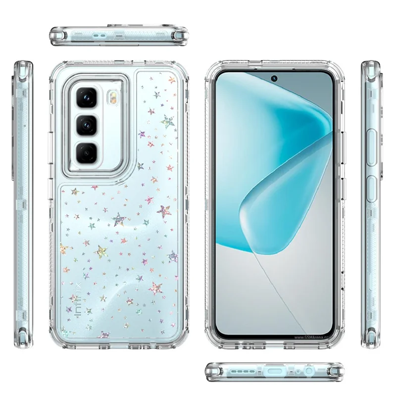 Coque Infinix Hot 50 Pro+ 4G Découpes précises Acrylic TPU Couverture de téléphone transparente avec film imprimé au laser - Étoiles