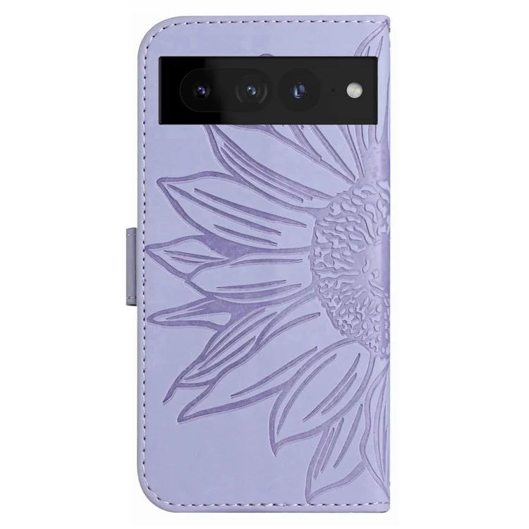 Для Google Pixel 7 Pro 5G HT04 Snive-touch Sunflower Implower Cope Cope Shockpereper Leather Case Skelse с Плечевым Ремнем - Светло-фиолетовый