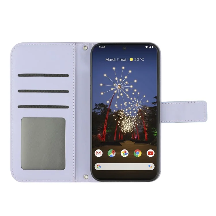 Для Google Pixel 7 Pro 5G HT04 Snive-touch Sunflower Implower Cope Cope Shockpereper Leather Case Skelse с Плечевым Ремнем - Светло-фиолетовый