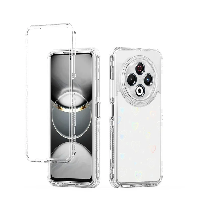 For TECNO Spark 30 4G Case Precise Cutouts Acrylic TPU Clear Phone Cover with Laser-printed Film - Hearts