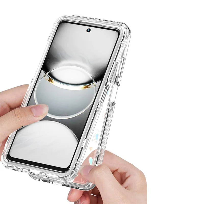 For TECNO Spark 30 4G Case Precise Cutouts Acrylic TPU Clear Phone Cover with Laser-printed Film - Hearts