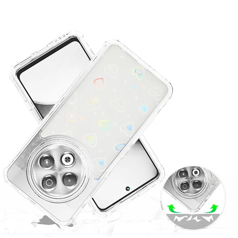 For TECNO Spark 30 4G Case Precise Cutouts Acrylic TPU Clear Phone Cover with Laser-printed Film - Hearts