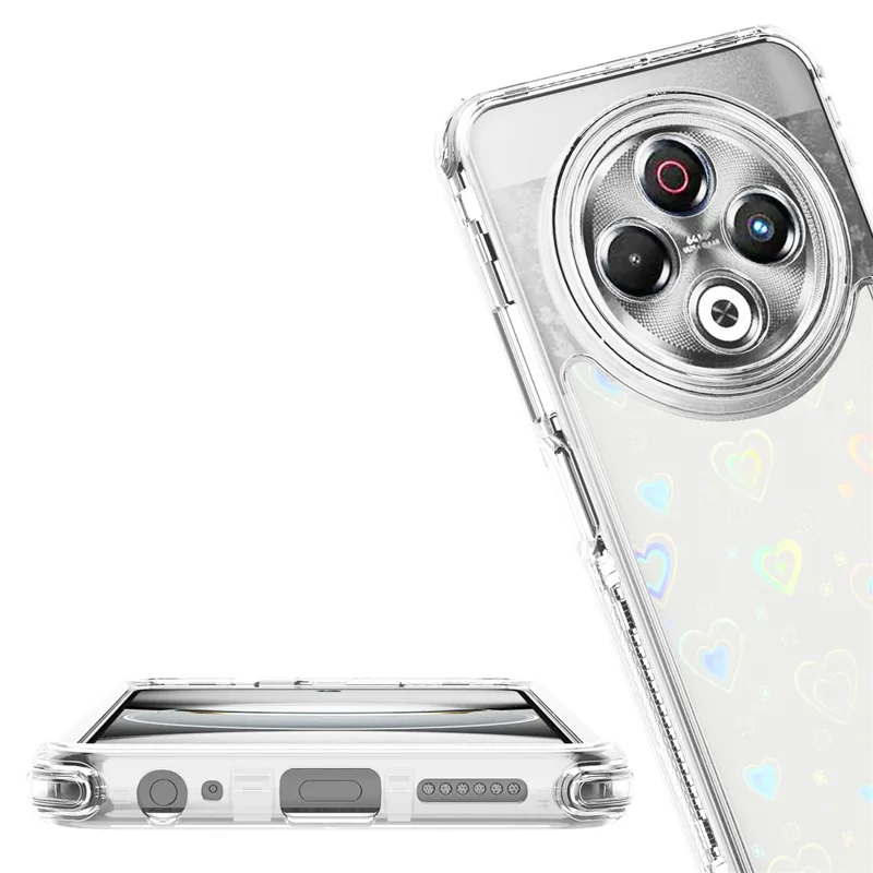 For TECNO Spark 30 4G Case Precise Cutouts Acrylic TPU Clear Phone Cover with Laser-printed Film - Hearts
