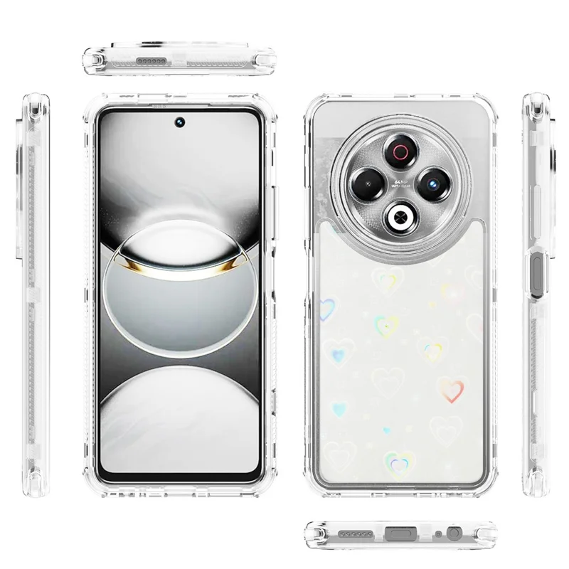 For TECNO Spark 30 4G Case Precise Cutouts Acrylic TPU Clear Phone Cover with Laser-printed Film - Hearts