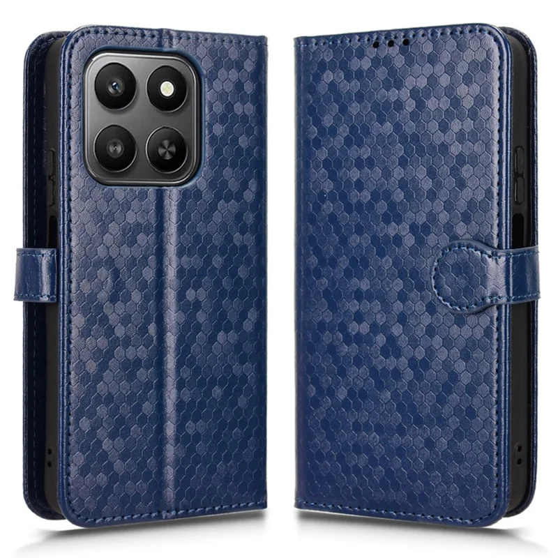 Portemonnee Hoesje voor Honor 400 Smart 5G / 4G / X7d 4G met Stippenpatroon, PU Leren Telefoonhoesje met Polsbandje - Donkerblauw