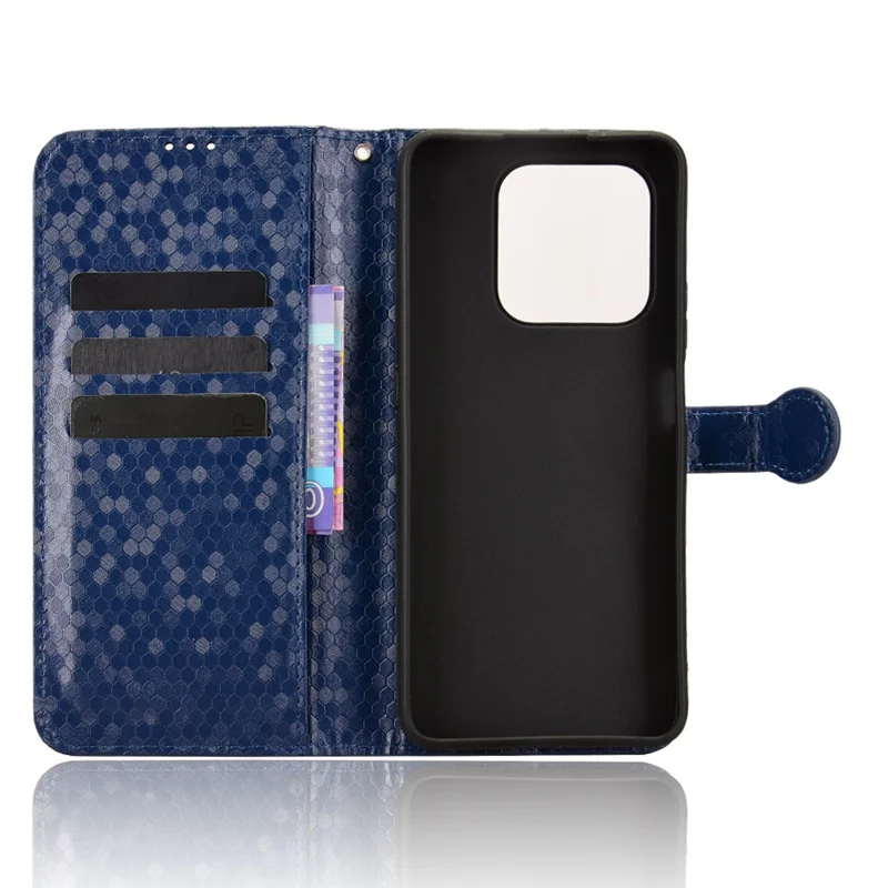 Portemonnee Hoesje voor Honor 400 Smart 5G / 4G / X7d 4G met Stippenpatroon, PU Leren Telefoonhoesje met Polsbandje - Donkerblauw