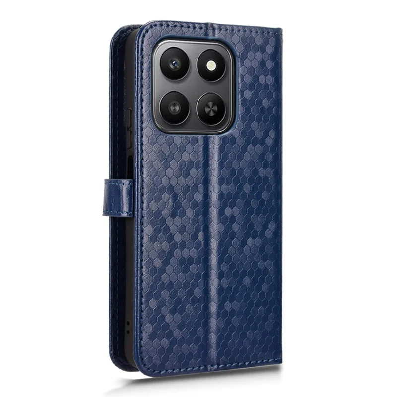 Portemonnee Hoesje voor Honor 400 Smart 5G / 4G / X7d 4G met Stippenpatroon, PU Leren Telefoonhoesje met Polsbandje - Donkerblauw