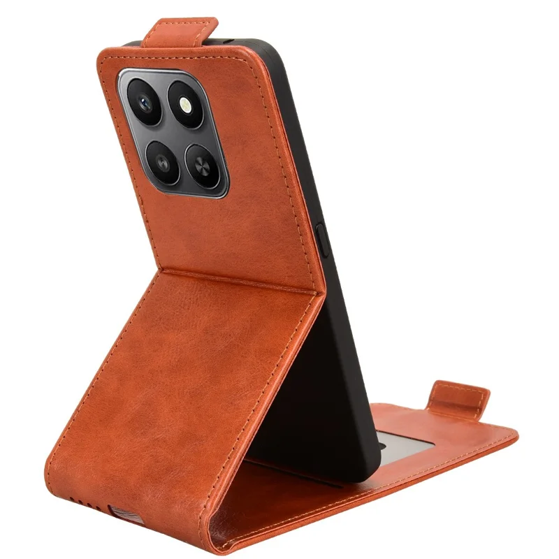 For Honor 400 Smart Stand Case Magnetic Clasp Vertical Flip Leather Phone Cover with Card Holder - Orange