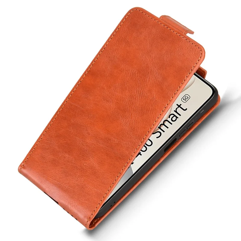 For Honor 400 Smart Stand Case Magnetic Clasp Vertical Flip Leather Phone Cover with Card Holder - Orange