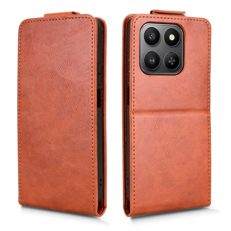 For Honor 400 Smart Stand Case Magnetic Clasp Vertical Flip Leather Phone Cover with Card Holder - Orange