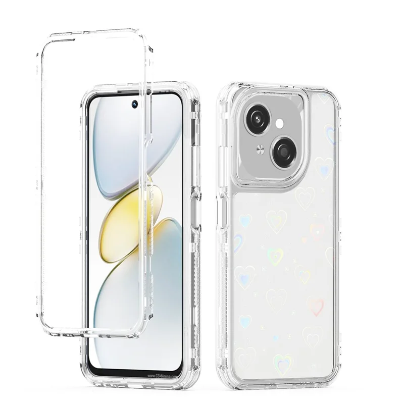 Capa de Celular Acrílica TPU com Filme Impresso a Laser - Corações para TECNO Spark Go 2025 / Spark Go 1 / Pop 9 4G / Infinix Hot 50i 4G / Smart 9 4G