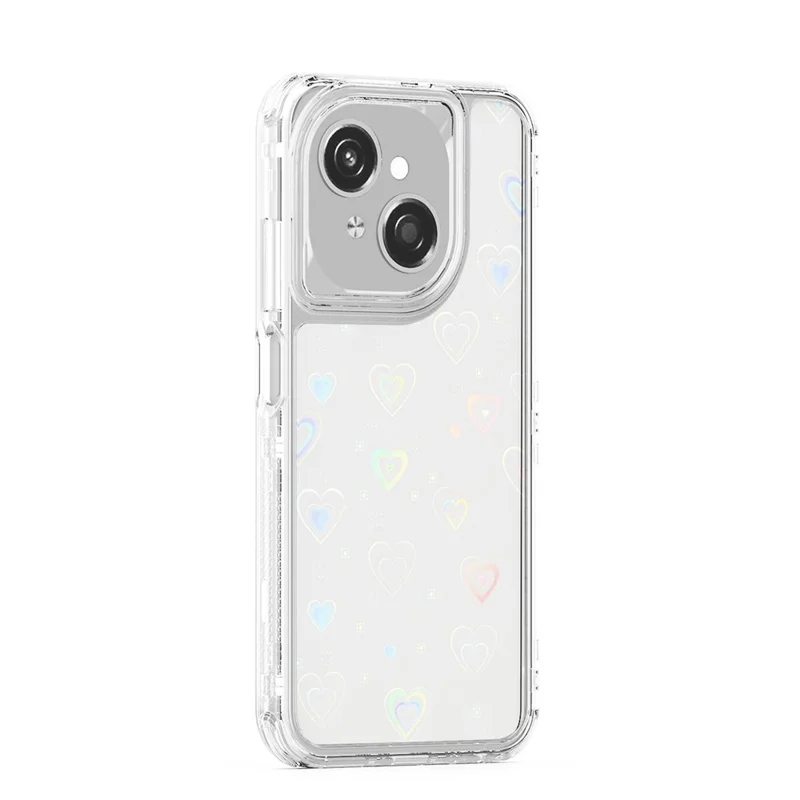 Capa de Celular Acrílica TPU com Filme Impresso a Laser - Corações para TECNO Spark Go 2025 / Spark Go 1 / Pop 9 4G / Infinix Hot 50i 4G / Smart 9 4G