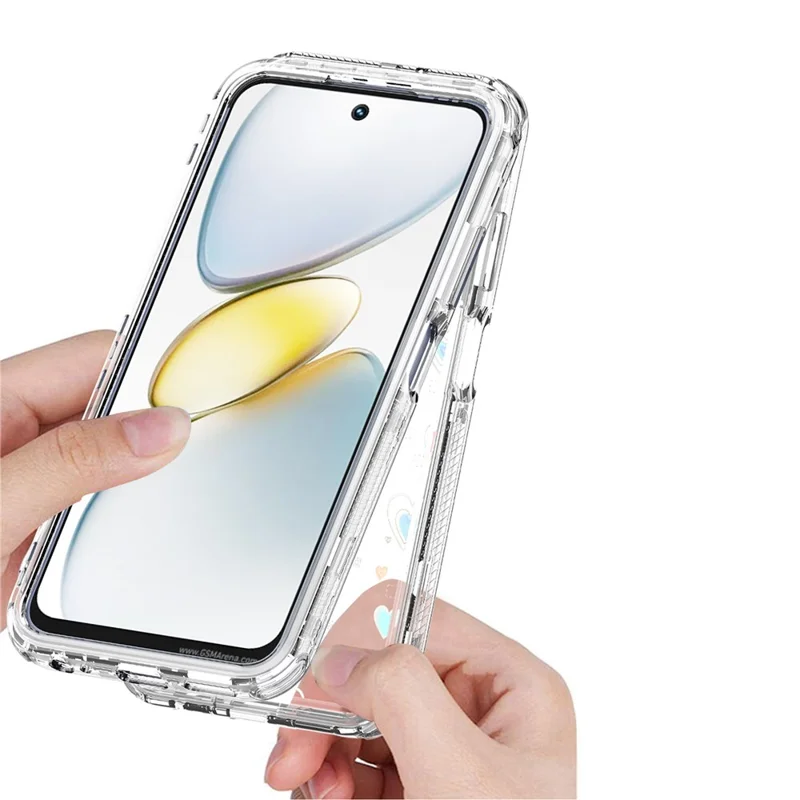 Capa de Celular Acrílica TPU com Filme Impresso a Laser - Corações para TECNO Spark Go 2025 / Spark Go 1 / Pop 9 4G / Infinix Hot 50i 4G / Smart 9 4G