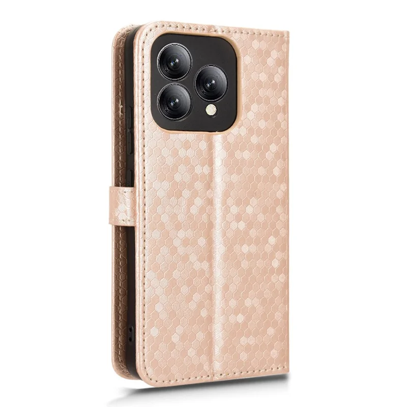 For Cubot A40 Wallet Case Dot Pattern Imprint PU Leather Phone Cover with Wrist Strap - Rose Gold
